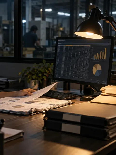 Trabajo en computadora en un entorno empresarial